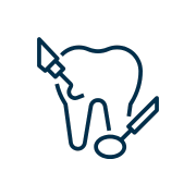 icon of a tooth with dental cleaning tools