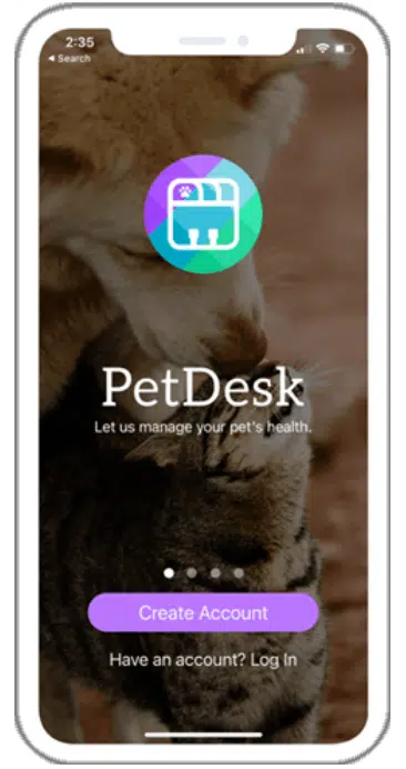 pet-desk-app1.jpg mobile phone with PetDesk app on the screen